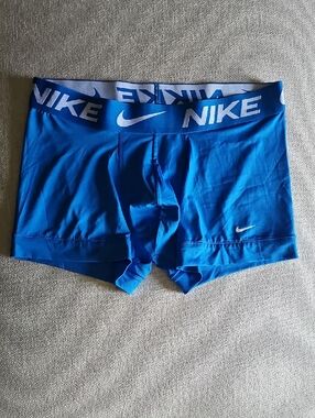 Nike Bright Blue Men’s Athletic Boxer Briefs with White Logo